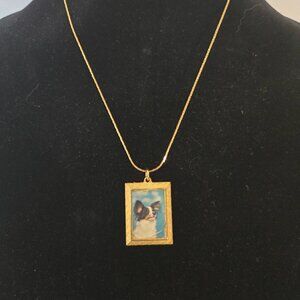 Gold Tone Interchangeable Dangle Free Pet Frame Necklace 1'' x 1''